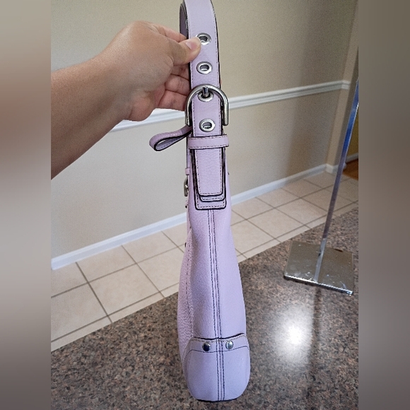 Coach Lilac Pebbled Leather Sling Crossbody Or Shoulder - Picture 10 of 17